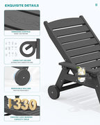 SERWALL Patio Chaise Lounge Chair, Poly Lounge Chair - Image 5