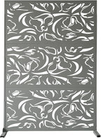 Oakland Living 6 ft. X 4 ft. Grey Freestanding Metal Privacy Screen Room Divider - Image 3