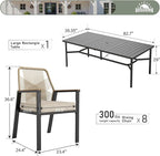 9 Pieces Patio Dining Set, 8 x Woven Rattan Chairs - Image 3