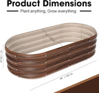 4x2x1ft Oval Galvanized Raised Garden Bed Outdoor 9-in-1 Large Metal Modular - Image 2