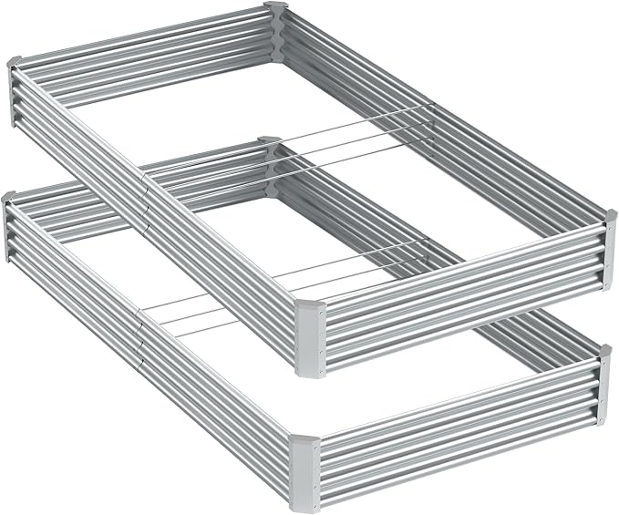 2PCS 8x4x1FT Galvanized Raised Garden Bed, Galvanized Planter Raised Garden - Image 7