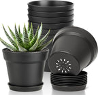 T4U 5 Inch Plant Pot 8-Pack, Plastic Pots by T4U