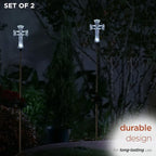 Alpine Corporation 34" Tall Outdoor Solar Powered Cross Pathway Light Stakes - Image 8