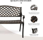 VINGLI 40.5" Patio Garden Bench, Anti- Rust Cast Iron Cast Aluminum Frame - Image 5