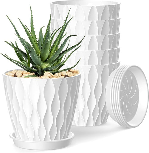 4 Inch Plant Pots, 6 Pack Indoor Flower Pots, Planters by SQKH