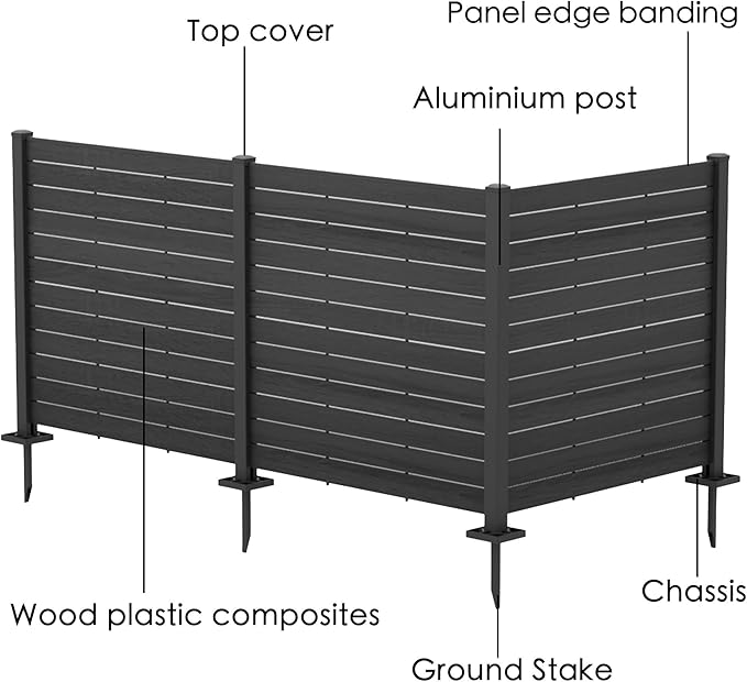 Kozyard 50" W x 48" H Outdoor Privacy Screens Aluminum Post, Air Conditioner - Image 4