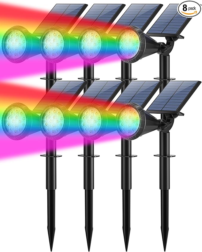 Solar Lights Outdoor Waterproof Color Changing 180° Adjustable RGB Solar by TadyrealSolarLights