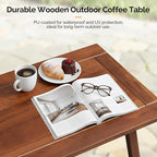 VINGLI Outdoor Folding Coffee Table, Natural Poplar Wood Patio Coffee Table - Image 6