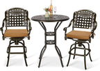 VIVIJASON 3-Piece Outdoor Swivel Bar Stools Set, All Weather Cast Aluminum by VIVIJASON