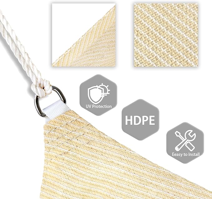 Patio Paradise 9' x 9' x 9' Sun Shade Sail Triangle Canopy Shade Cloth Fabric - Image 3
