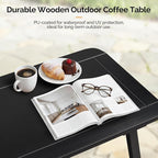 VINGLI Outdoor Folding Coffee Table, Natural Poplar Wood Patio Coffee Table - Image 6