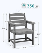 SERWALL Outdoor Dining Chairs Set of 4, All-Weather HDPE Patio Chair - Image 2