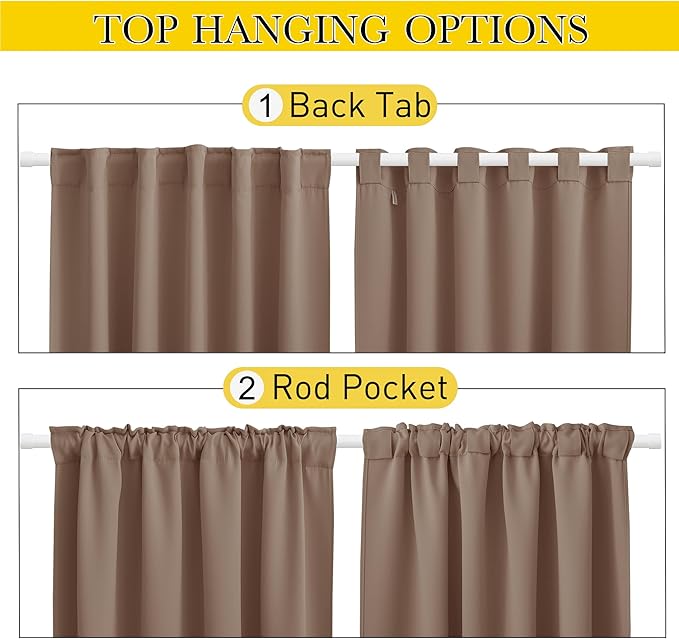 NICETOWN 2 Panels Blackout Patio Waterproof Outdoor Curtains, Top & Bottom - Image 3