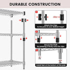 Xcity Storage Shelves, 3 Tier Heavy Duty Metal Shelving Unit - Image 6