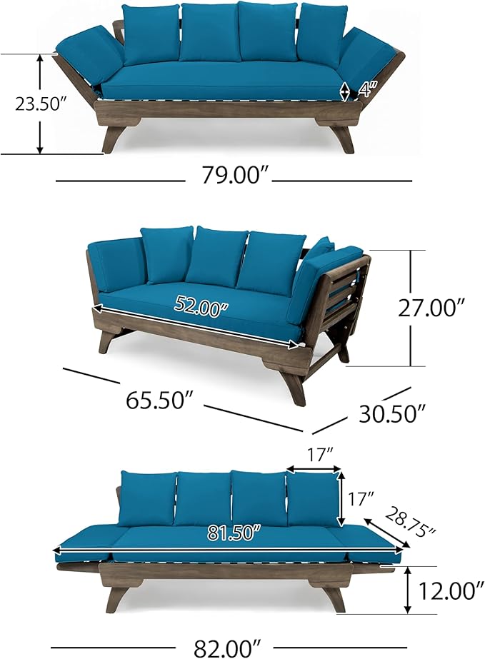 Merax Outdoor Patio Daybed Sofa, 3-Seat Sofa - Image 10