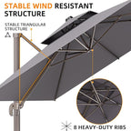 9' X 12' Cantilever Outdoor Patio Umbrellas Double Top Large Rectangle Umbrella - Image 2