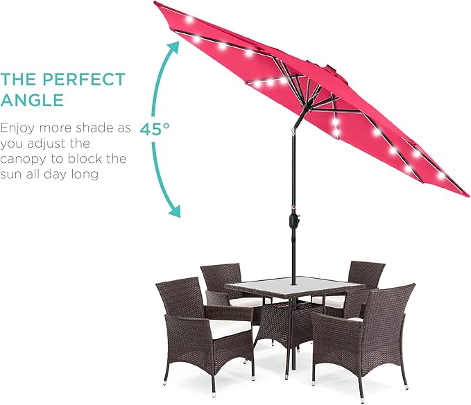 Best Choice Products 10ft Solar Polyester LED Lighted Patio Umbrella w/Tilt - Image 2