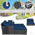 COSTWAY Outdoor Patio Rattan Daybed, Sponge Cushioned Loveseat Sofa - Image 4