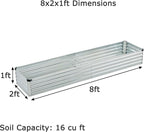 8x2x1ft Galvanized Raised Garden Bed, Outdoor Planter Box Metal Patio Kit - Image 2
