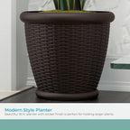 Suncast 18" Resin Indoor/Outdoor Wicker Planter, Made in the USA - Image 3