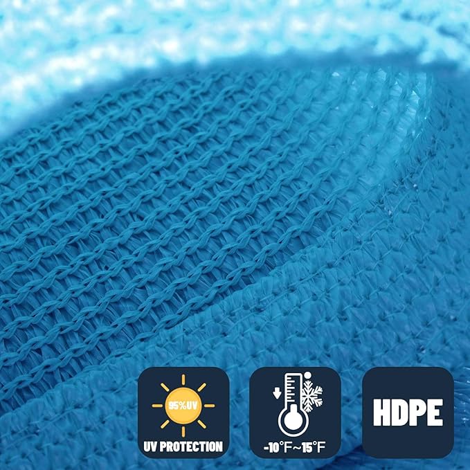 SUNNY GUARD Sun Shade Sail 8'x12' Rectangle Turquoise Blue UV Block Sunshade - Image 4