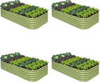 4-Pack Galvanized Raised Garden Bed 8x4x1.5 | 10x2x1.5 ft, Modular Raised by Annoell