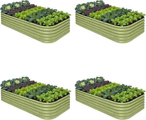 4-Pack Galvanized Raised Garden Bed 8x4x1.5 | 10x2x1.5 ft, Modular Raised by Annoell