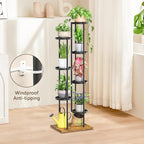 LASZOLA Black 7 Tier Plant Stand Indoor Heavy Duty Metal Planter Flower Holder - Image 8