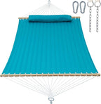 2 Person 12FT Hammocks for Outside, Double Quilted Fabric Outdoor Hammock by GafeteOutdoorLiving
