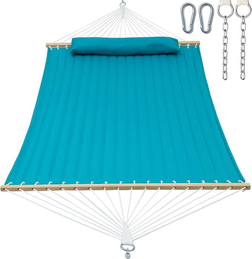 2 Person 12FT Hammocks for Outside, Double Quilted Fabric Outdoor Hammock by GafeteOutdoorLiving