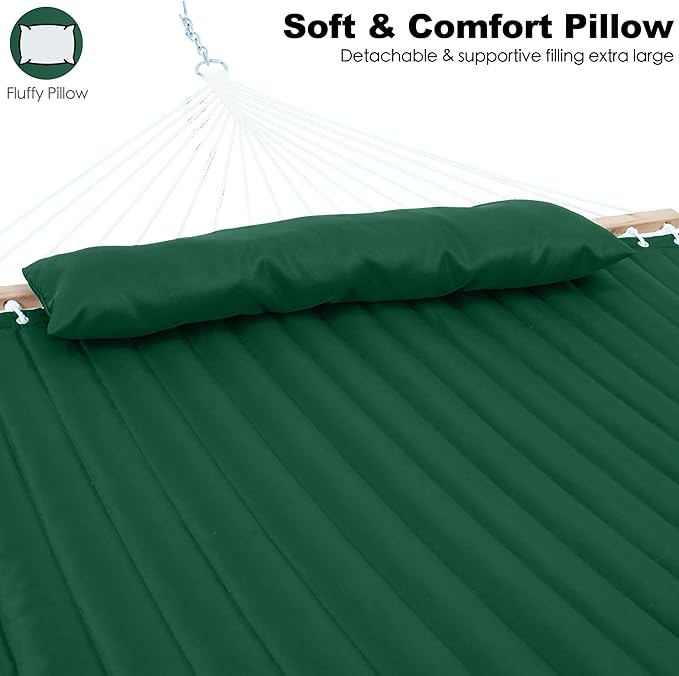 2 Person Hammocks for Outside, Double Quilted Fabric Outdoor Hammock - Image 3
