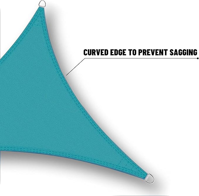 SUNNY GUARD Waterproof Sun Shade Sail 11'x11'x11' Turquoise Blue Triangle UV - Image 4