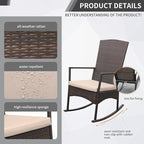 Outdoor Rocking Chair 3 Pieces High-Backed Rocking Chair Patio Rocking Chairs - Image 5