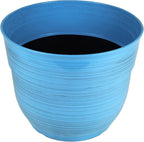 Garden Elements Indoor/Outdoor Glazed Brushed Happy Plastic Planter, Bright Blue - Image 2