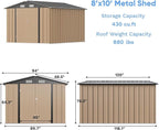 Greesum 8x10FT Outdoor Storage Shed, Metal Storaged Sheds - Image 5