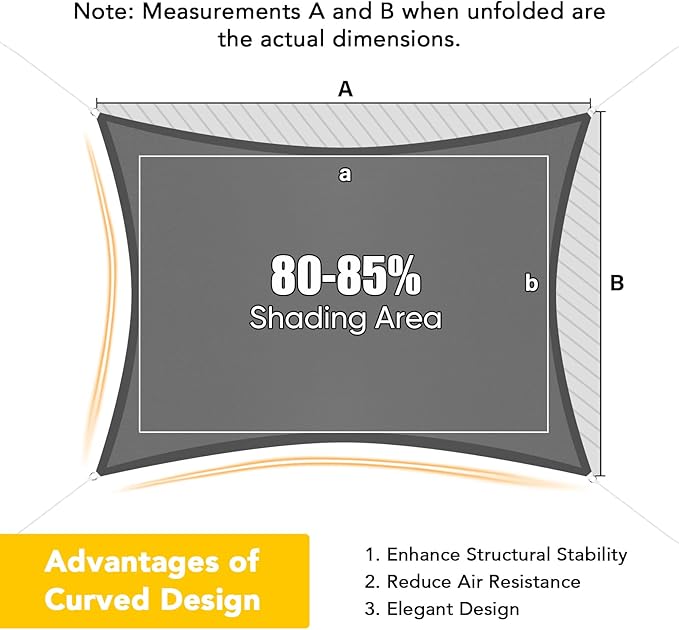 Artpuch Waterproof Sun Shade Sail, UV Resistant Rain Canopy, Curved Edges Shade - Image 5