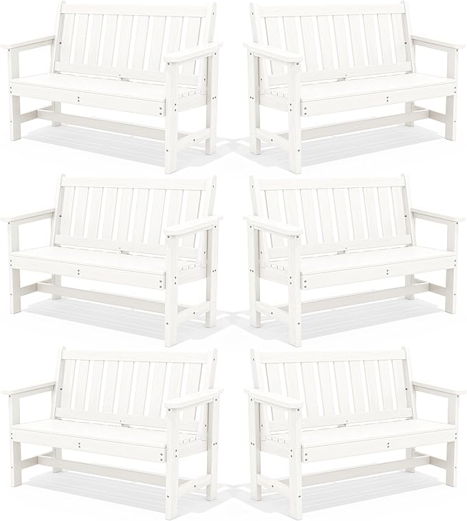 SERWALL Outdoor Bench, HDPE Outdoor Benches Weatherproof, 2-Person Garden Bench by SERWALL
