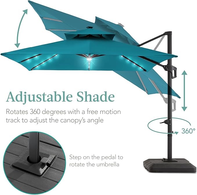 Best Choice Products 10x10ft Cantilever Patio Umbrella w/Base Included - Image 4