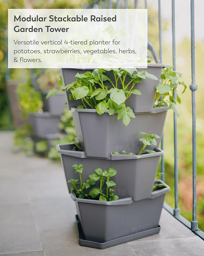 BUZZY Seeds Starter Stackable Vertical Planter – 4-Level Raised Garden Tower - Image 2