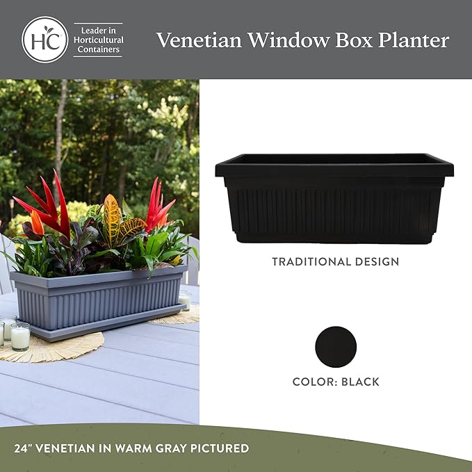 The HC Companies 17.5 Inch Venetian Rectangular Window Planter Box - Image 2