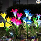 echosari 4 Pack Color Changing Solar Lights Outdoor Waterproof, Solar Lily by echosari
