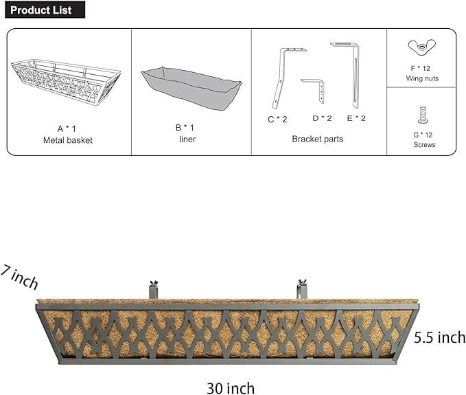 2 Pack 30 Inch Window Boxes Planters Railing Planter Box - Image 7