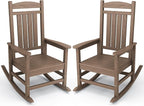 KINGYES Outdoor Rocking Chair Set of 2, High Density Polyethylene Patio Rocking by KINGYES