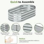 zizin 2 Pack Oval Galvanized Raised Garden Bed Kit 4x2x1ft Metal Planter Box - Image 6