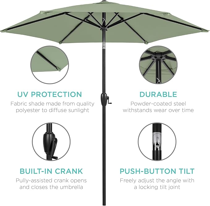Best Choice Products 7.5ft Heavy-Duty Round Outdoor Market Table Patio Umbrella - Image 5