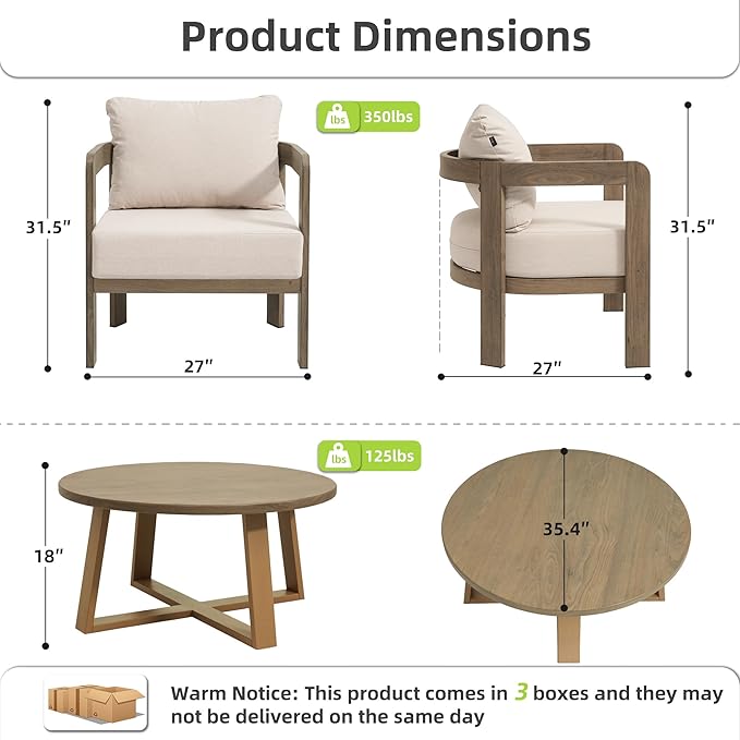 Outdoor Patio Furniture Set, 5 Pieces Modern Metal Patio Conversation Set - Image 2