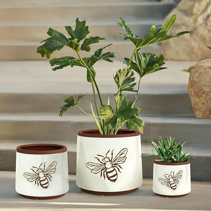 YBX Terracotta Pots Inch with Drainage Holes, Bee Decor, Ceramic Pots - Image 5