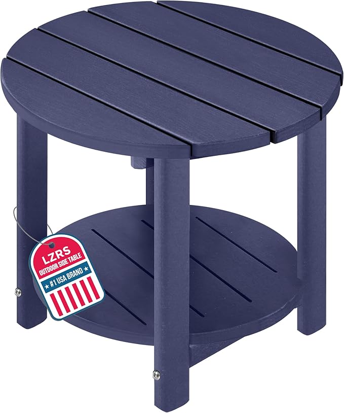 LZRS Round Adirondack Side Table Double End Table, Outdoor Side Tables by LZRSPET