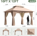 Aoxun Outdoor Gazebo for Patio 10x12 Metal Frame Canopy - Image 6
