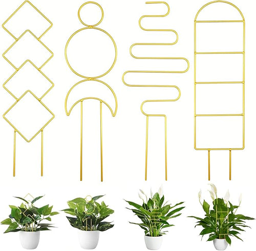 4 Pcs Mini Metal Trellis for Potted Plants, Climbing Support Stake for by Unknown